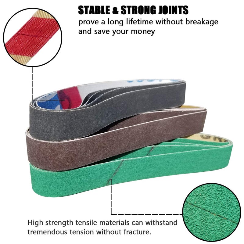 Tockrop 24 Pack 1/2" x 10" Replacement Knife Sharpener Sander Belt Kit for Work Sharp WSCMB Combo Knife Sharpener- 80/120/240/400/1000/1200 Grits Sanding Belt (0.5 x10 Inch) - Image 3